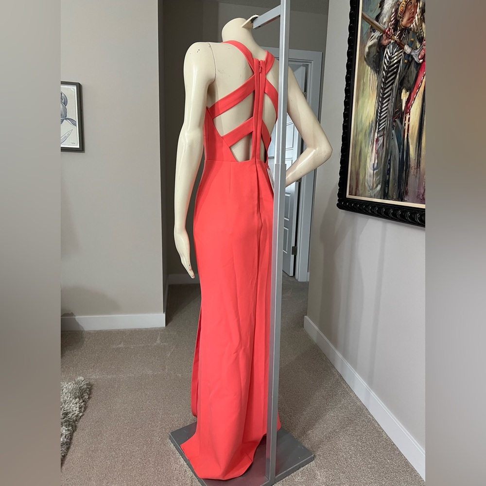 NWT BCBGMAXAZRIA Amaya Coral Floor-Length Evening Gown – Size 2 - Picture 7 of 14